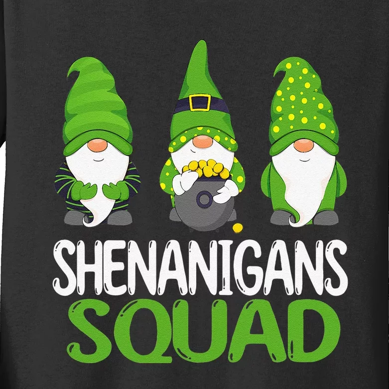 Shenanigans Squad st patrick green Shamrock gnome Kids Long Sleeve Shirt