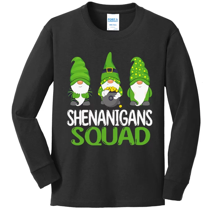 Shenanigans Squad st patrick green Shamrock gnome Kids Long Sleeve Shirt