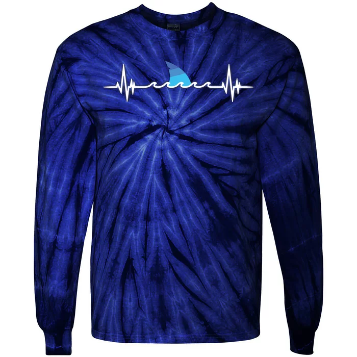 Shark Shirts, Shark Lover Gift, Shark Heartbeat Tie-Dye Long Sleeve Shirt