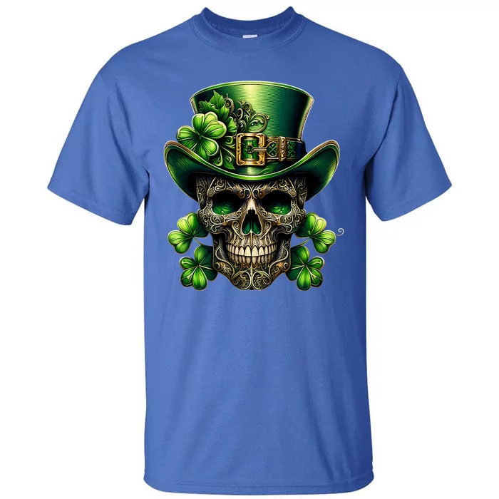 Sugar Skull St Patrick Day Of The Dead Lucky Shamrock Tall T-Shirt