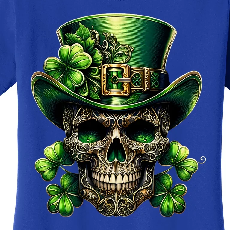 Sugar Skull St Patrick Day Of The Dead Lucky Shamrock Women's T-Shirt