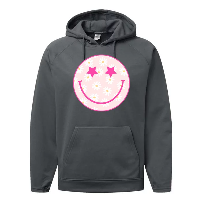 Sunflower Star Smiley Retro Performance Fleece Hoodie