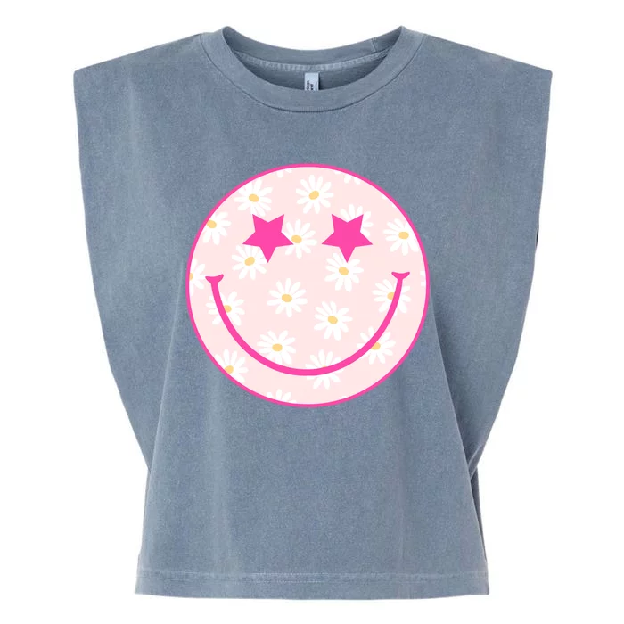 Sunflower Star Smiley Retro Garment-Dyed Women's Muscle Tee