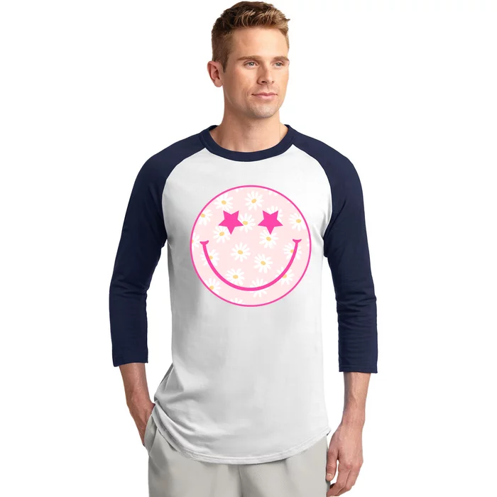 Sunflower Star Smiley Retro Baseball Sleeve Shirt