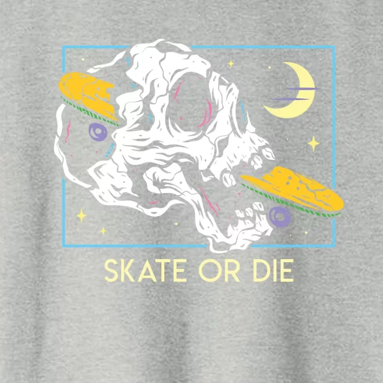 Skateboard Skull Skateboarding Retro Skater Skate Rad Grunge Cool Gift Women's Crop Top Tee