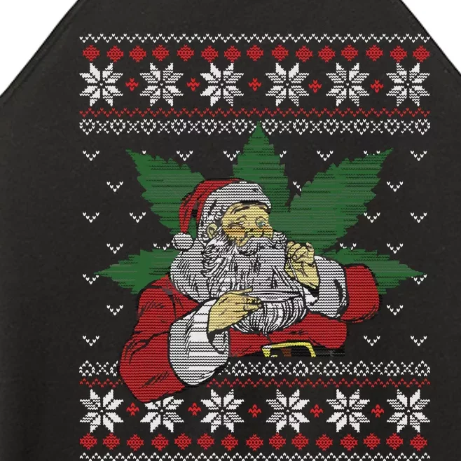 Santa Stoner Smoking Weed 420 Cannabis Humor Ugly Christmas Women’s Perfect Tri Rocker Tank