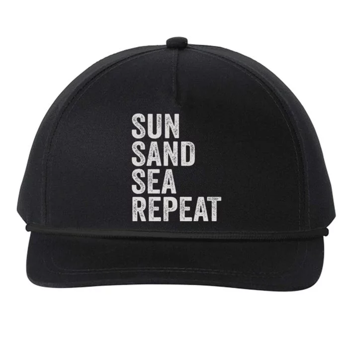 Sun Sand Sea Repeat Beach Surf Life Style Summer Vacation Snapback Five-Panel Rope Hat