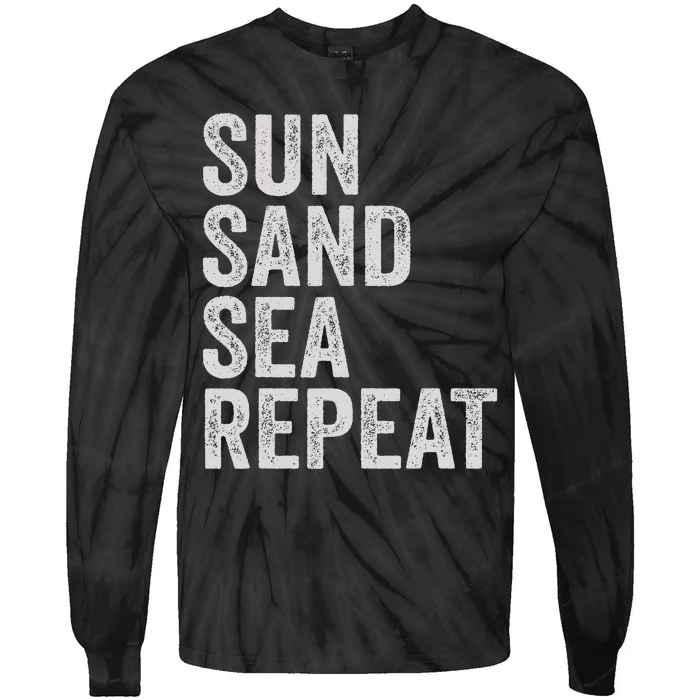 Sun Sand Sea Repeat Beach Surf Life Style Summer Vacation Tie-Dye Long Sleeve Shirt