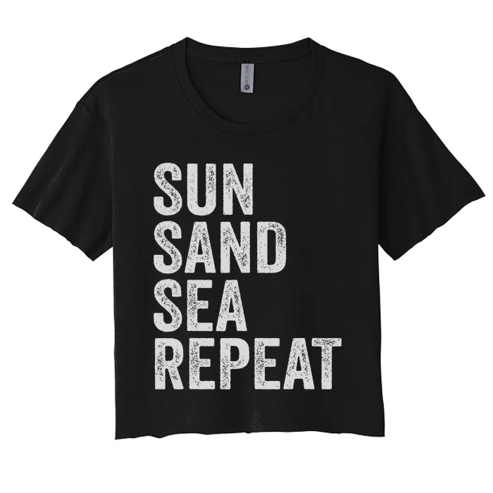 Sun Sand Sea Repeat Beach Surf Life Style Summer Vacation Women's Crop Top Tee