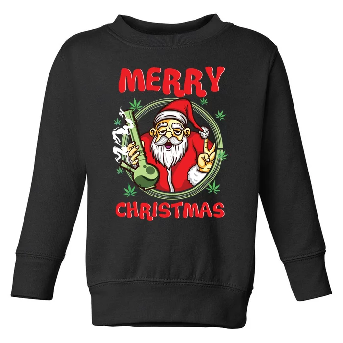 Smoking Santa Stoned On Christmas From His Fav Marijuana Toddler Sweatshirt