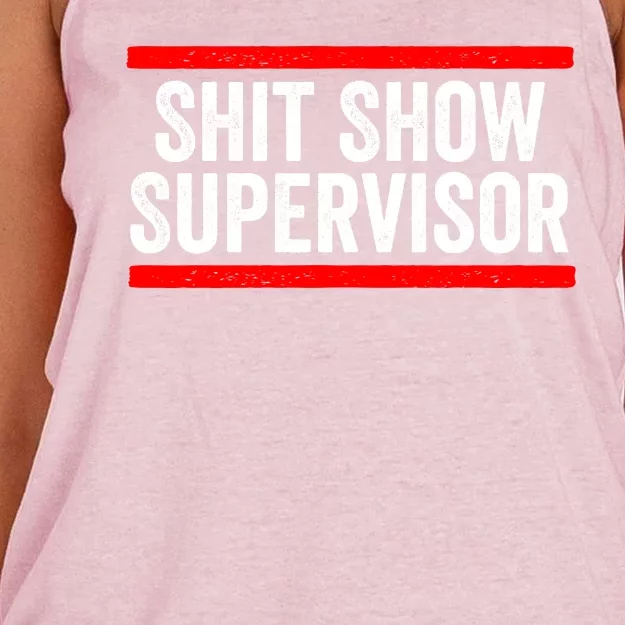 Shit Show Supervisor Sarcastic Distressed Women's Knotted Racerback Tank