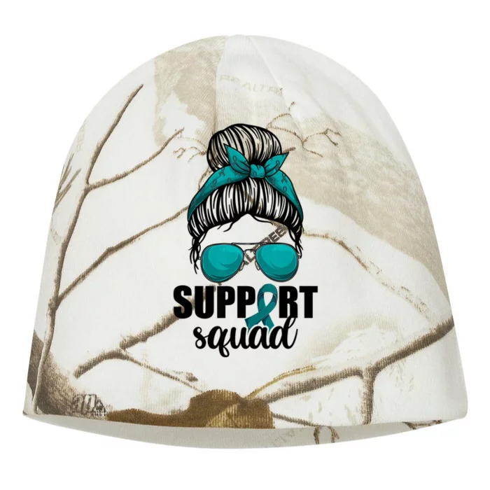 Support Squad Shirts Ovarian Cancer Messy Bun Kati - Camo Knit Beanie