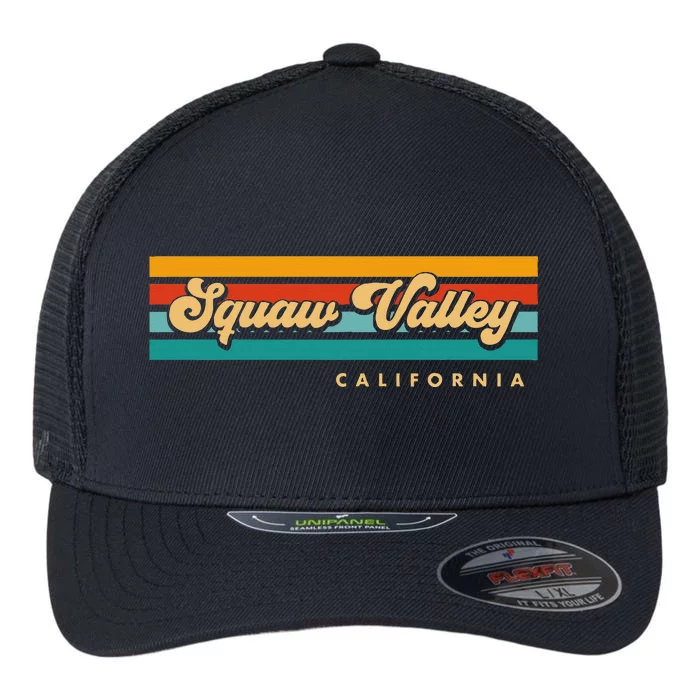 Sunset Stripes Squaw Valley California Flexfit Unipanel Trucker Cap