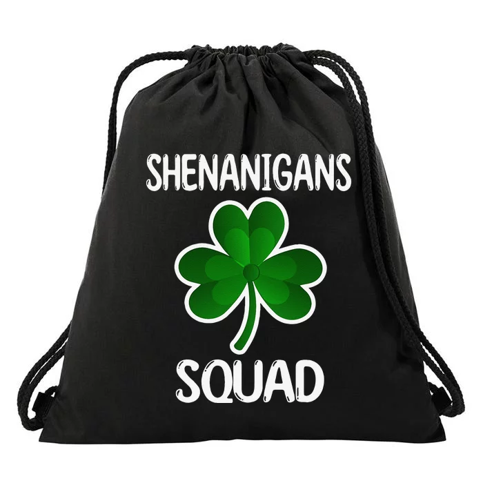 Shenanigans Squad st patrick green shamrocks Clover Drawstring Bag