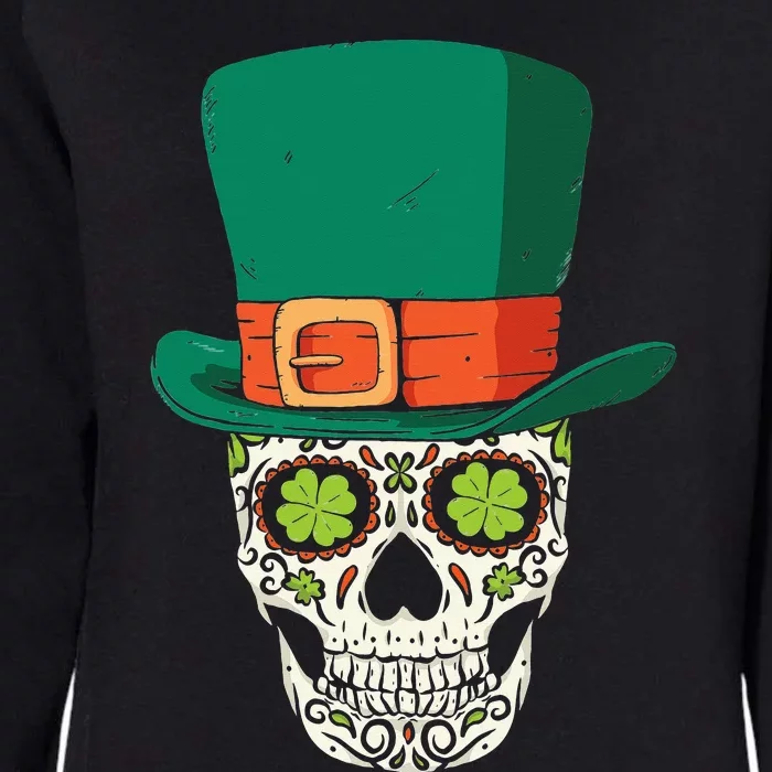 Sugar Skull St Patricks Day Leprechaun Shamrock Irish Gifts Womens California Wash Sweatshirt