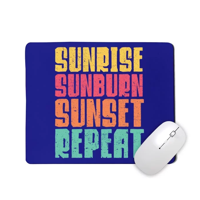 Sunrise Sunburn Sunset Repeat Beach Retro Distressed Typo Gift Mousepad