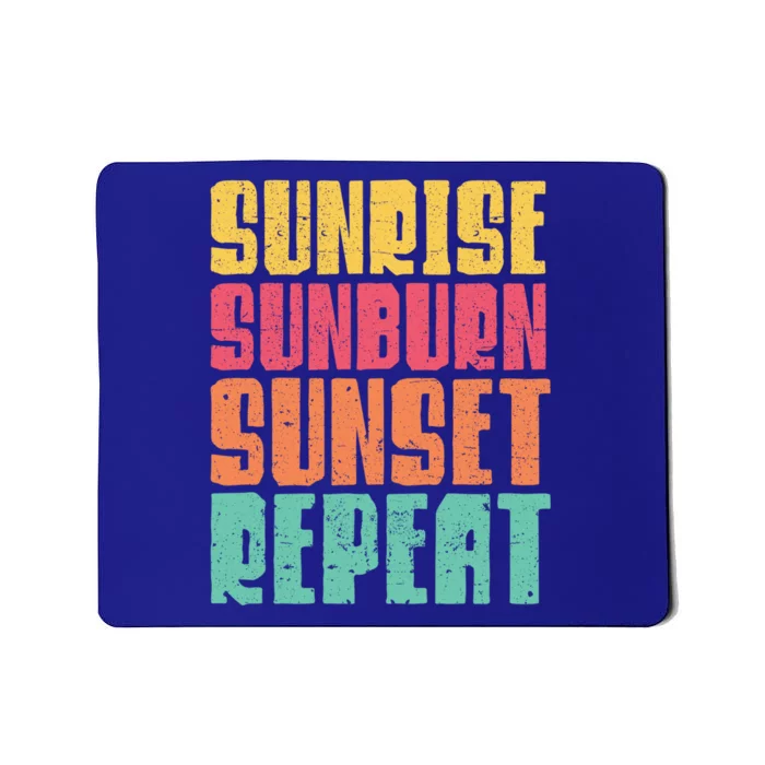 Sunrise Sunburn Sunset Repeat Beach Retro Distressed Typo Gift Mousepad