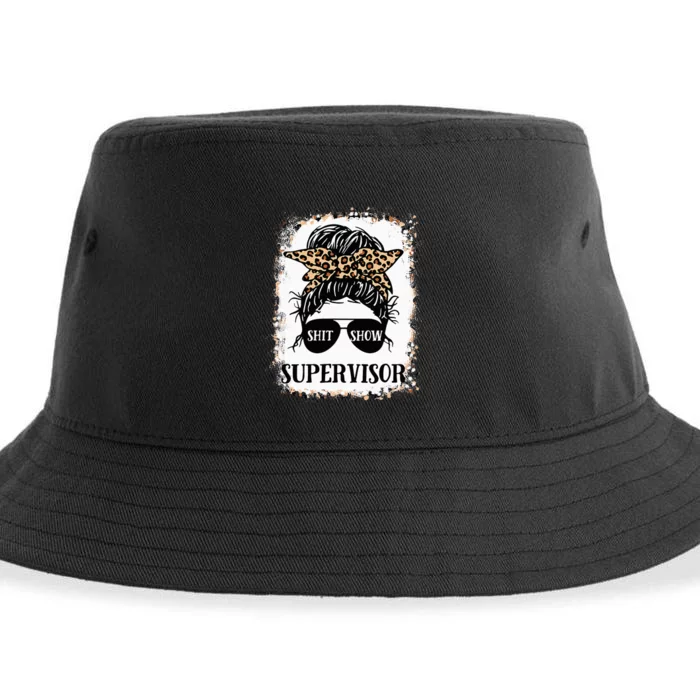 Shit Show Supervisor Women Casual Messy Bun Bleached Sustainable Bucket Hat