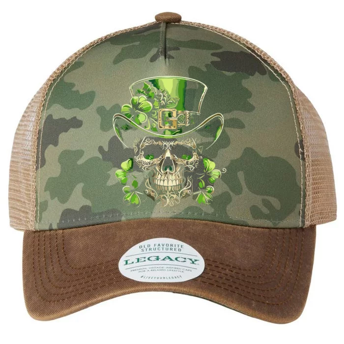 Sugar Skull St Patrick Day Of The Dead Lucky Shamrock Legacy Tie Dye Trucker Hat