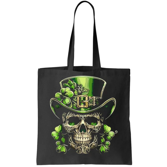 Sugar Skull St Patrick Day Of The Dead Lucky Shamrock Tote Bag