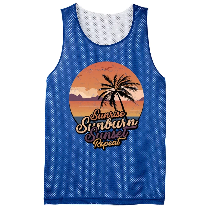 Sunrise Sunburn Sunset Repeat Summer Paradise Vacation Gift Mesh Reversible Basketball Jersey Tank