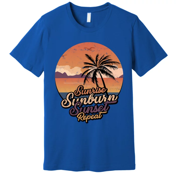 Sunrise Sunburn Sunset Repeat Summer Paradise Vacation Gift Premium T-Shirt