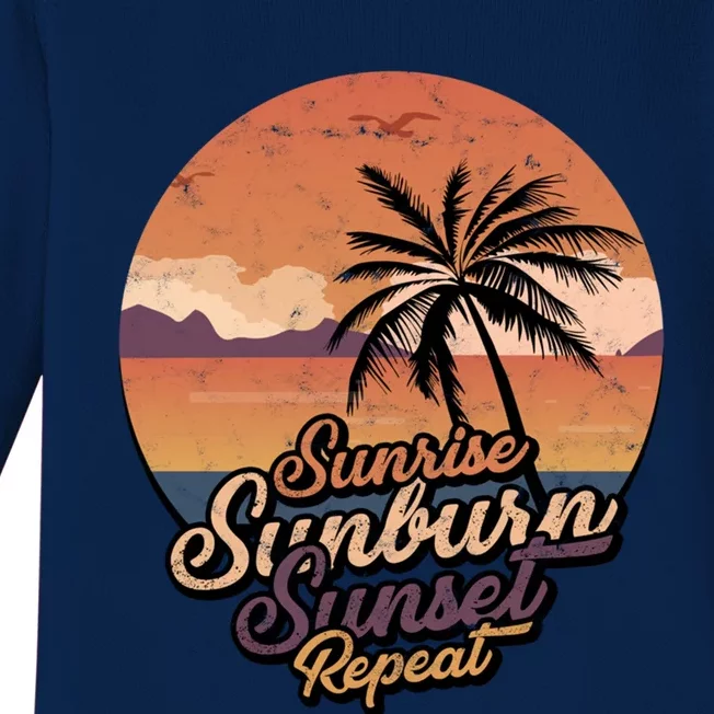 Sunrise Sunburn Sunset Repeat Summer Paradise Vacation Gift Baby Long Sleeve Bodysuit