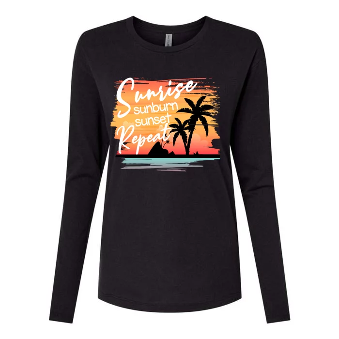 Sunrise Sunburn Sunset Repeat Beach Saying Cool Gift Womens Cotton Relaxed Long Sleeve T-Shirt