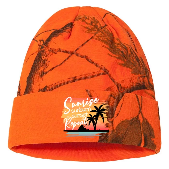 Sunrise Sunburn Sunset Repeat Beach Saying Cool Gift Kati - 12in Camo Beanie