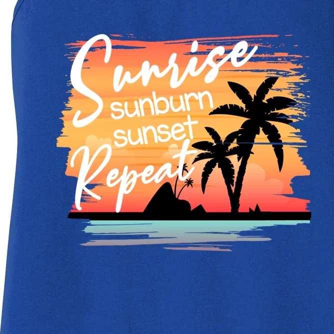 Sunrise Sunburn Sunset Repeat Beach Saying Cool Gift Women's Racerback Tank