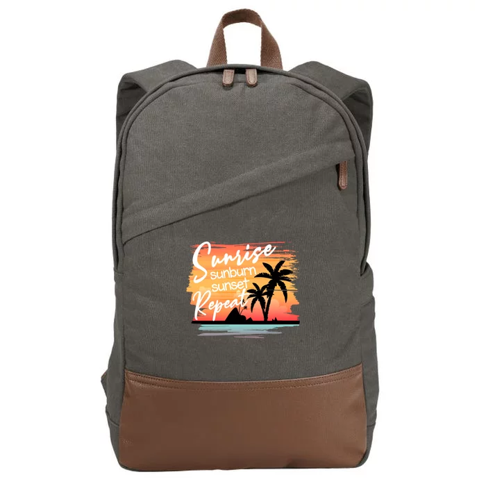 Sunrise Sunburn Sunset Repeat Beach Saying Cool Gift Cotton Canvas Backpack