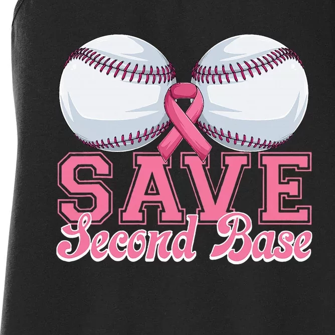 Save Second Softball Base Breast Cancer Awareness Women's Racerback Tank