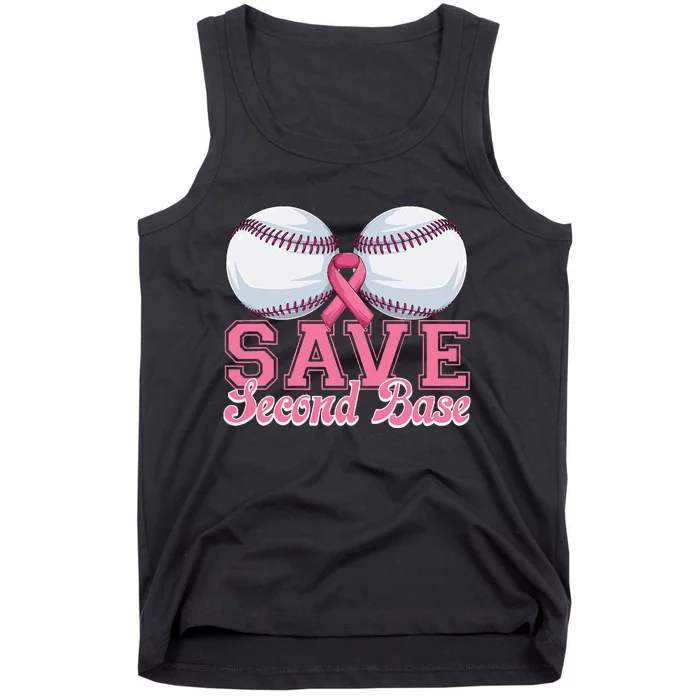 Save Second Softball Base Breast Cancer Awareness Tank Top