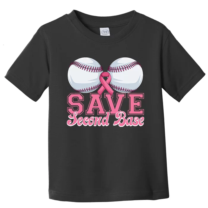 Save Second Softball Base Breast Cancer Awareness Toddler T-Shirt