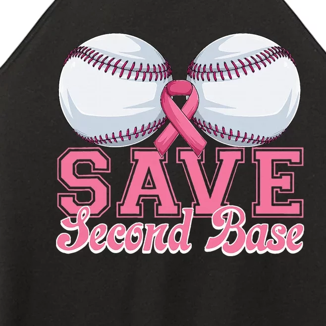 Save Second Softball Base Breast Cancer Awareness Women’s Perfect Tri Rocker Tank