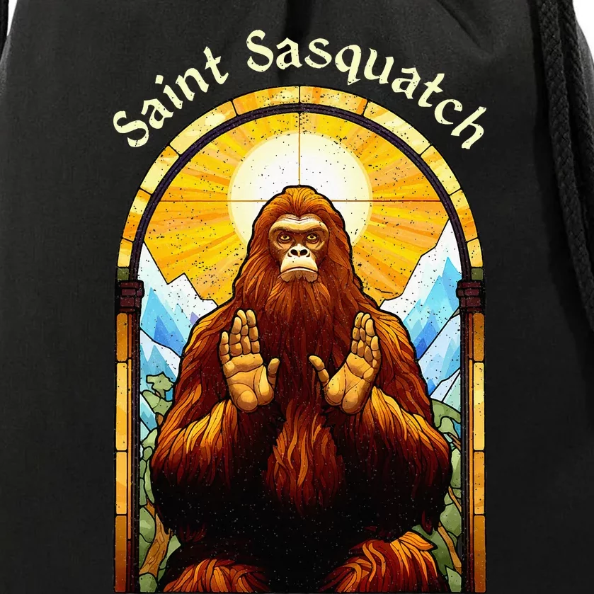 Saint Sasquatch Stained Glass Window – Squatch Drawstring Bag