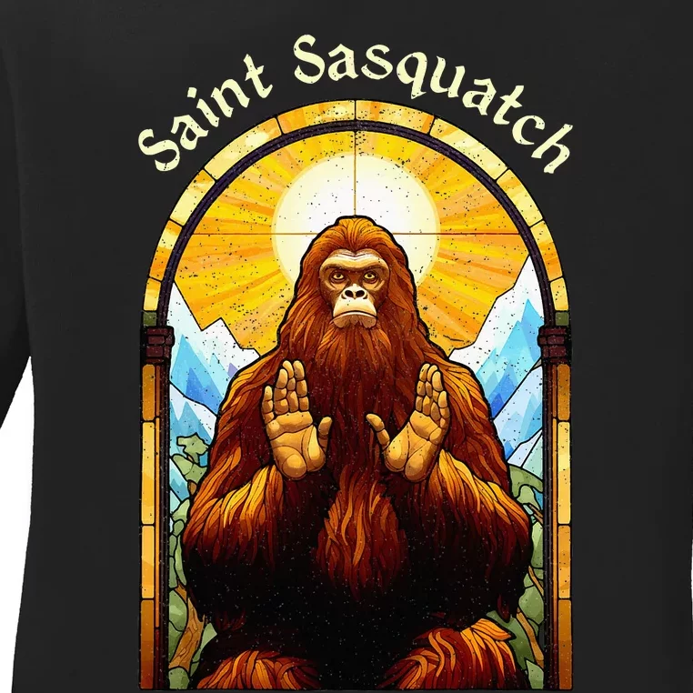 Saint Sasquatch Stained Glass Window – Squatch Ladies Long Sleeve Shirt