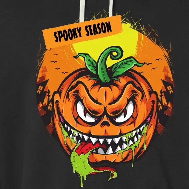 Spooky Season Scary Halloween Pumpkin Garment-Dyed Fleece Hoodie