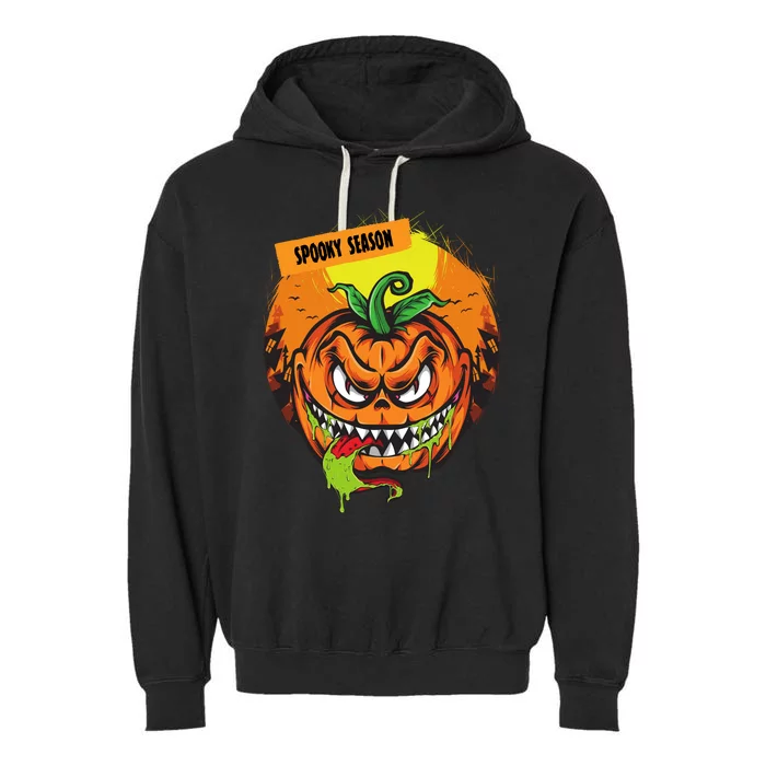 Spooky Season Scary Halloween Pumpkin Garment-Dyed Fleece Hoodie