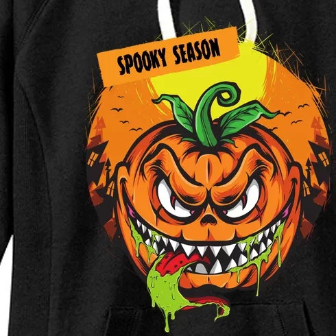 Spooky Season Scary Halloween Pumpkin Women's Fleece Hoodie