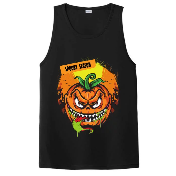 Spooky Season Scary Halloween Pumpkin Performance Tank