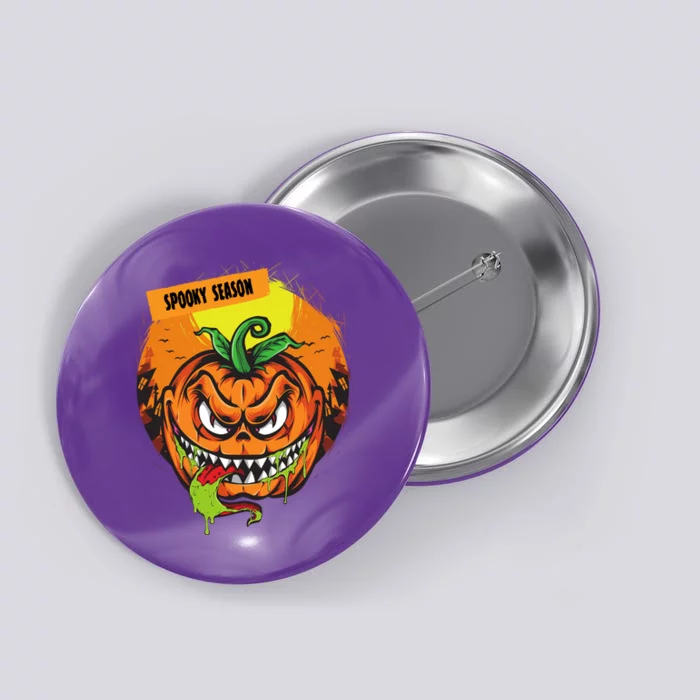 Spooky Season Scary Halloween Pumpkin Button