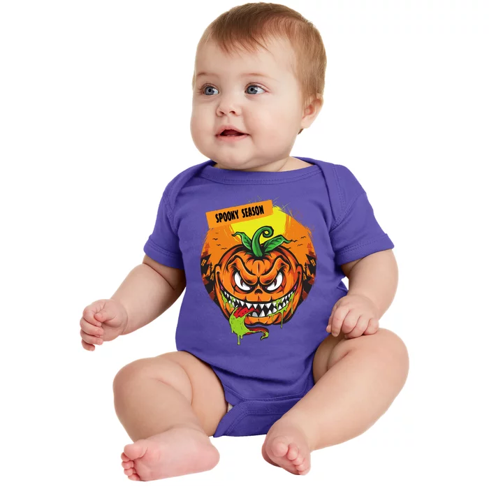 Spooky Season Scary Halloween Pumpkin Baby Bodysuit