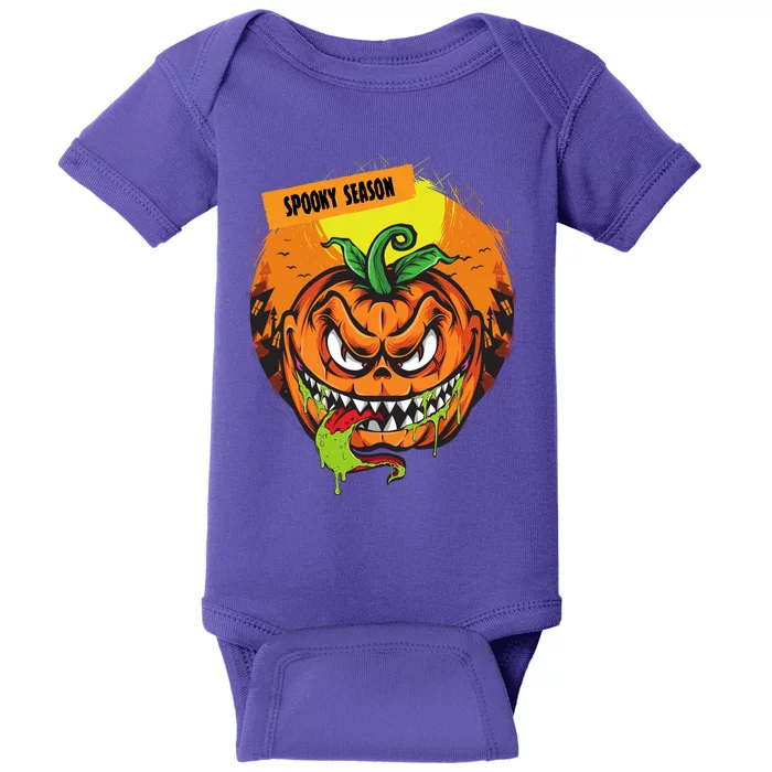 Spooky Season Scary Halloween Pumpkin Baby Bodysuit