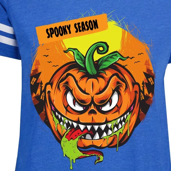 Spooky Season Scary Halloween Pumpkin Enza Ladies Jersey Football T-Shirt