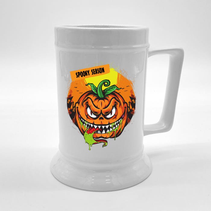 Spooky Season Scary Halloween Pumpkin Front & Back Beer Stein