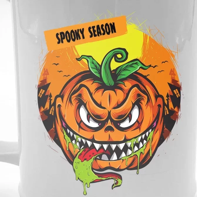 Spooky Season Scary Halloween Pumpkin Front & Back Beer Stein