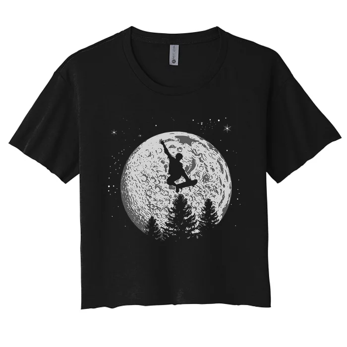 Skater Skateboarder Skateboard Moon Skateboarding Gift Women's Crop Top Tee