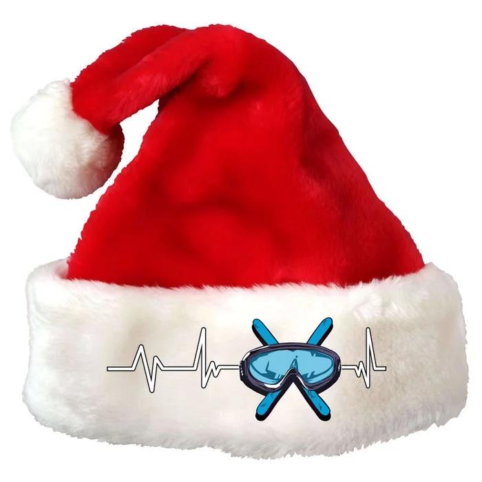 Skiing Ski Skier Heartbeat Skiing Gift Skiing Gift Premium Christmas Santa Hat