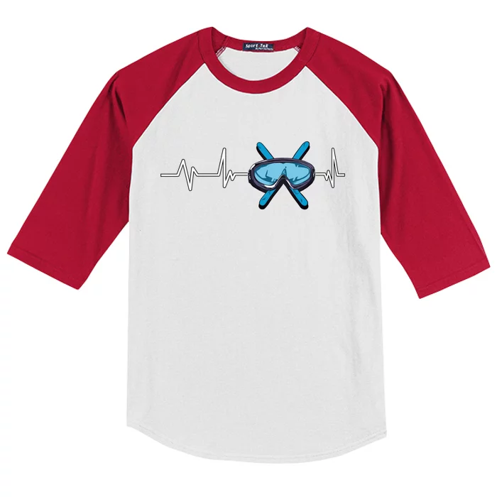 Skiing Ski Skier Heartbeat Skiing Gift Skiing Gift Kids Colorblock Raglan Jersey